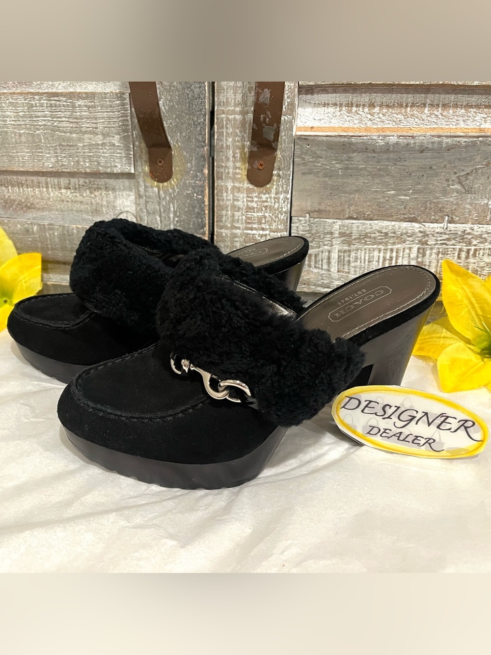 COACH Idyle Suede High Heel Mules VGC! 6.5M